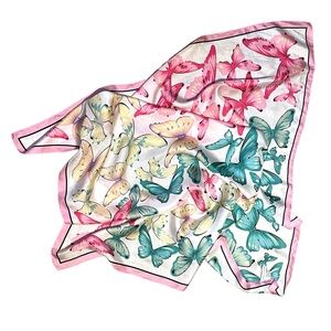 100% Silk Butterfly Scarf Casual Corner Approximately 34” x 34” Square